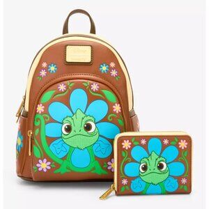 Loungefly Disney Tangled Pascal Flower Mini Backpack and Wallet Set NWT
